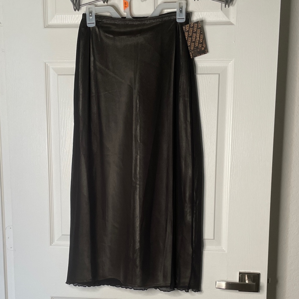 NWT Vans Black Mesh Satin Maxi Slip Skirt